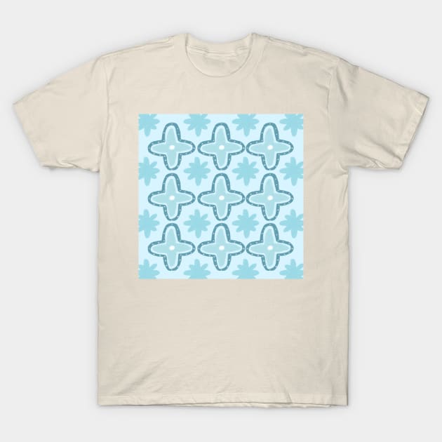 Boho Natural Collection Boho Aesthetic Star Pattern in Pastel Light Blue T-Shirt by YourGoods